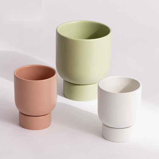 Modern Ceramic Planter with Saucer